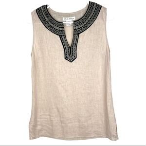 Telluride Clothing Co. Linen Blend Lightweight Summer Embroidered Tank Size S